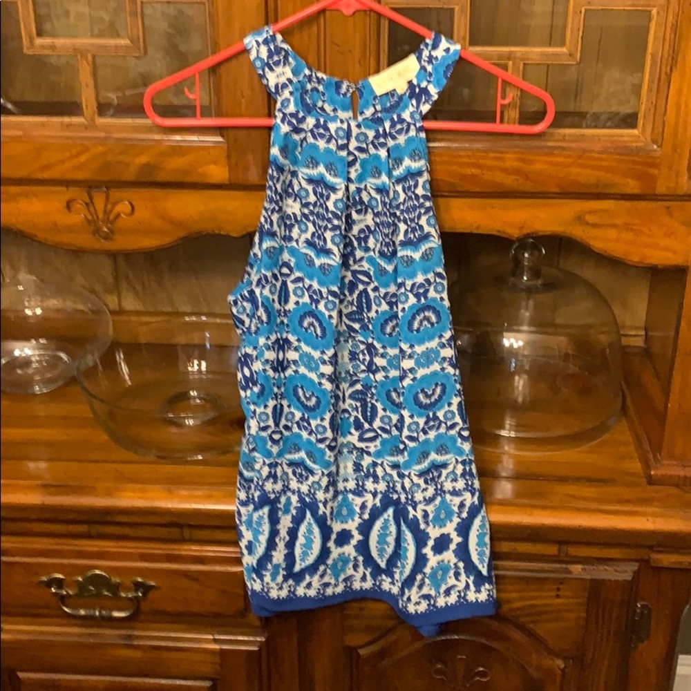 Blue Flower Print Top